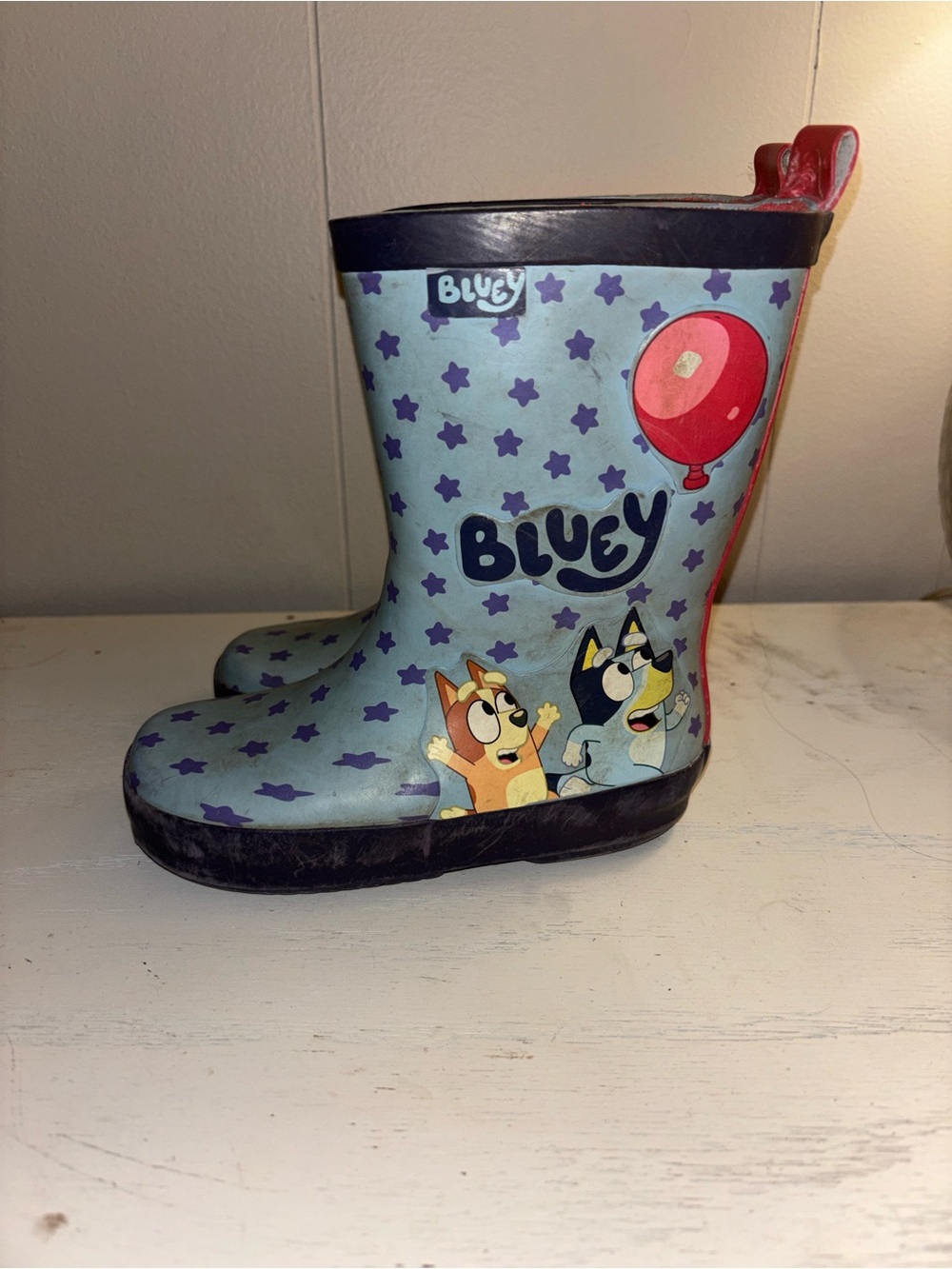 Bluey Kids' Light Blue Rain Boots with Balloon Graphic